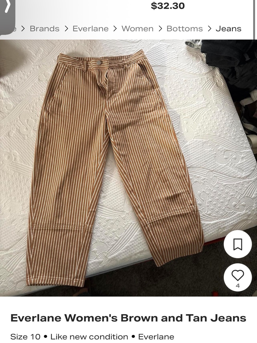 Everlane Barrel Pant - Beige Stripe - Picture 7 of 7